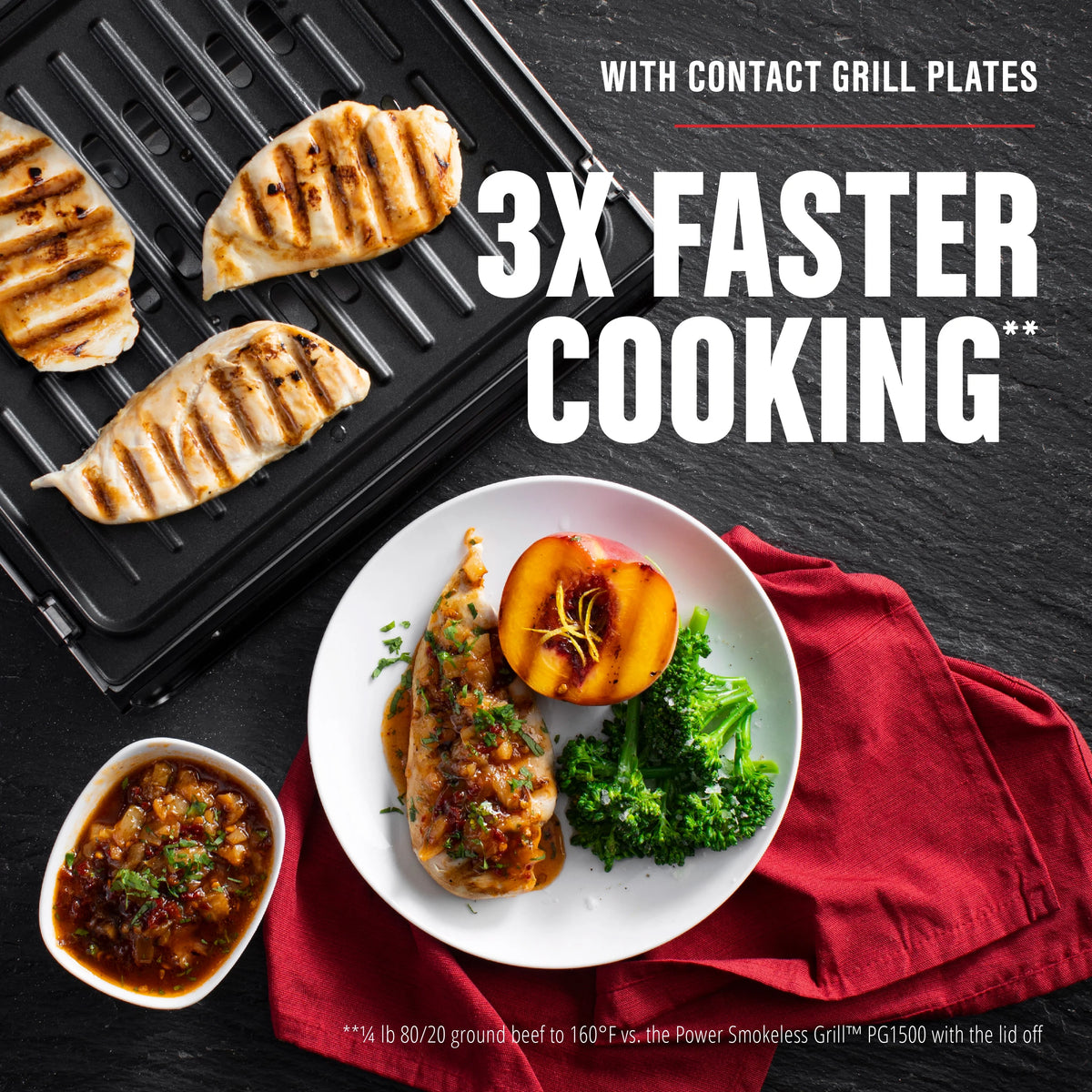 Open Box George Foreman 4�C6 Serving Electric Indoor Grill, Contact Smokeless Grilling with Removable Plates and Drip Tray, Stainless Steel Housing