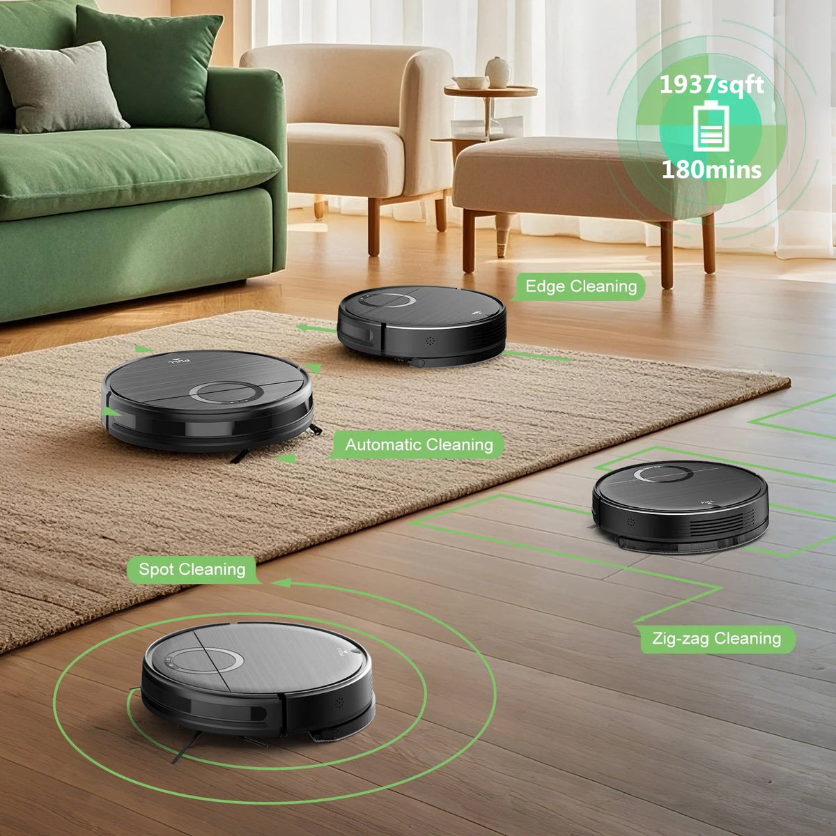 ONSON Robot Vacuum and Mop Combo, 2 in 1 Mopping Robotic Vacuum with Schedule, App/Bluetooth/Voice, Max Suction 2000Pa, Self-Charging Robot Vacuum Cleaner 04