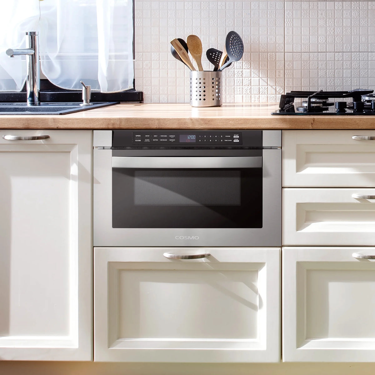 Cosmo 3 Piece Kitchen Appliance Package With 36" Electric Cooktop 24" Built-In Microwave Drawer 24" Single Electric Wall Oven Kitchen Appliance Bundles