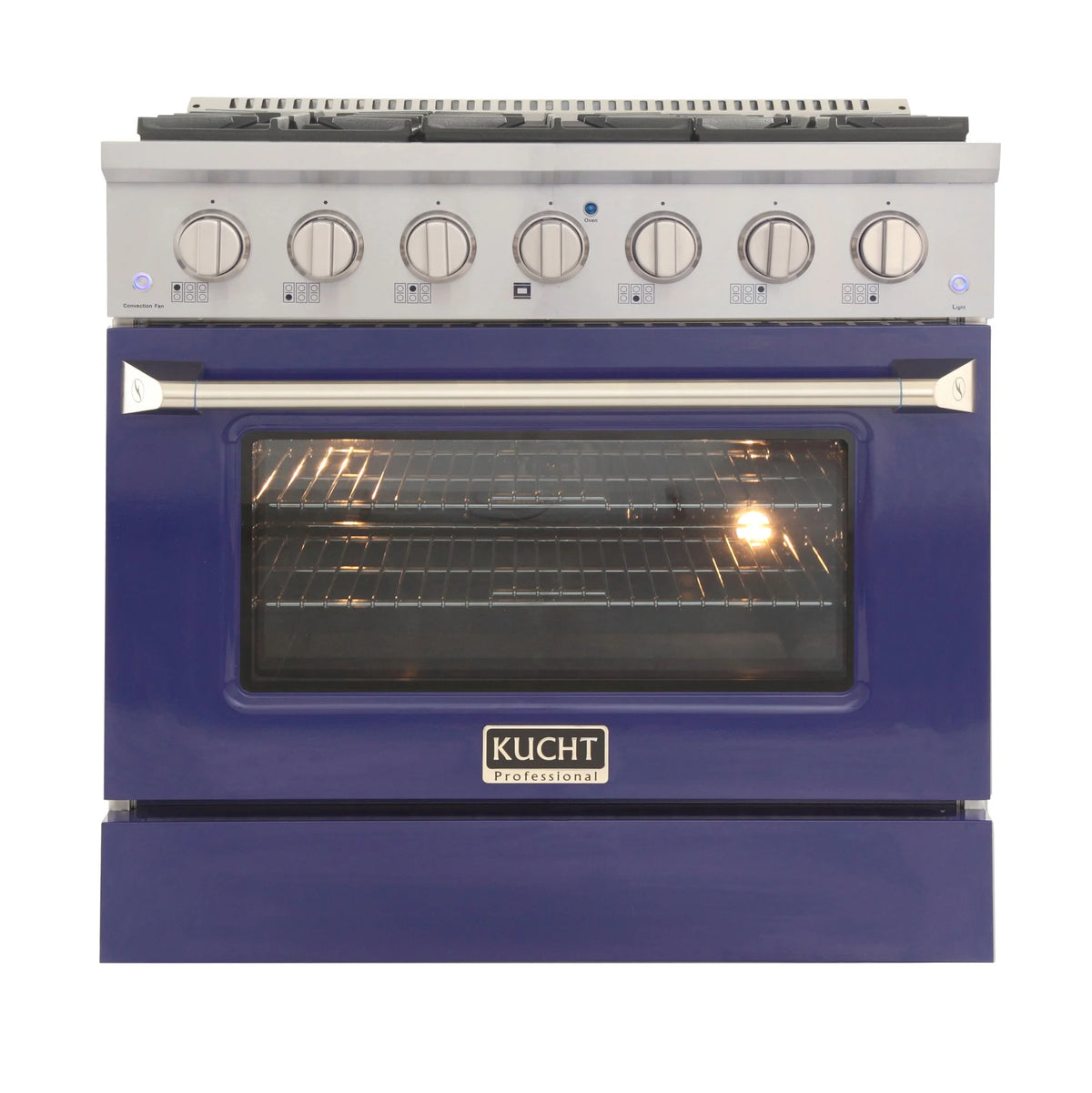 36 in. 5.2 cu. ft Dual Fuel Range for Natural Gas Sealed Burners in Blue.