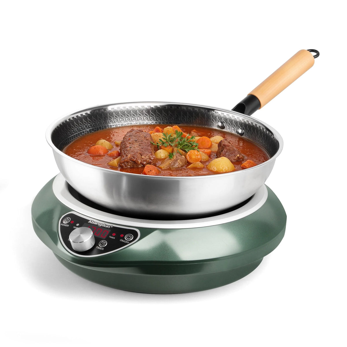 Induction Cooktop 1700W 85V~120V Wok Pan (included) Portable Electric Stove 18 Hours Timer 16 Level Temp&Power Ctrl Cookware Appliances Skillet Plates