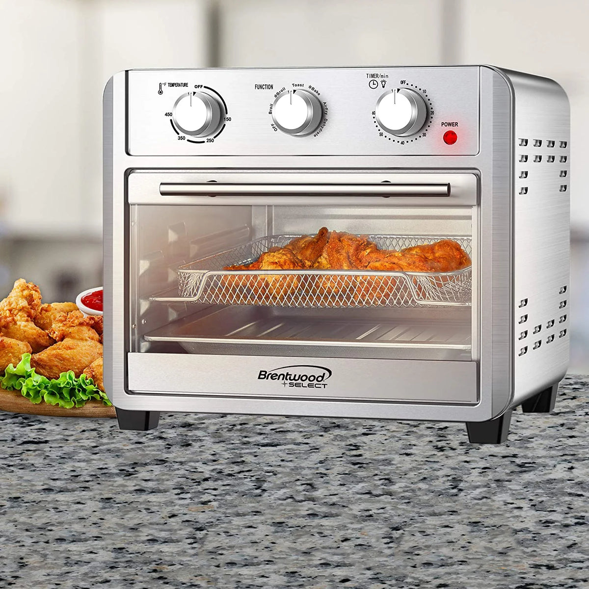 Brentwood Select 24-Qt. 1,700-Watt Stainless Steel Convection Air Fryer Toaster Oven