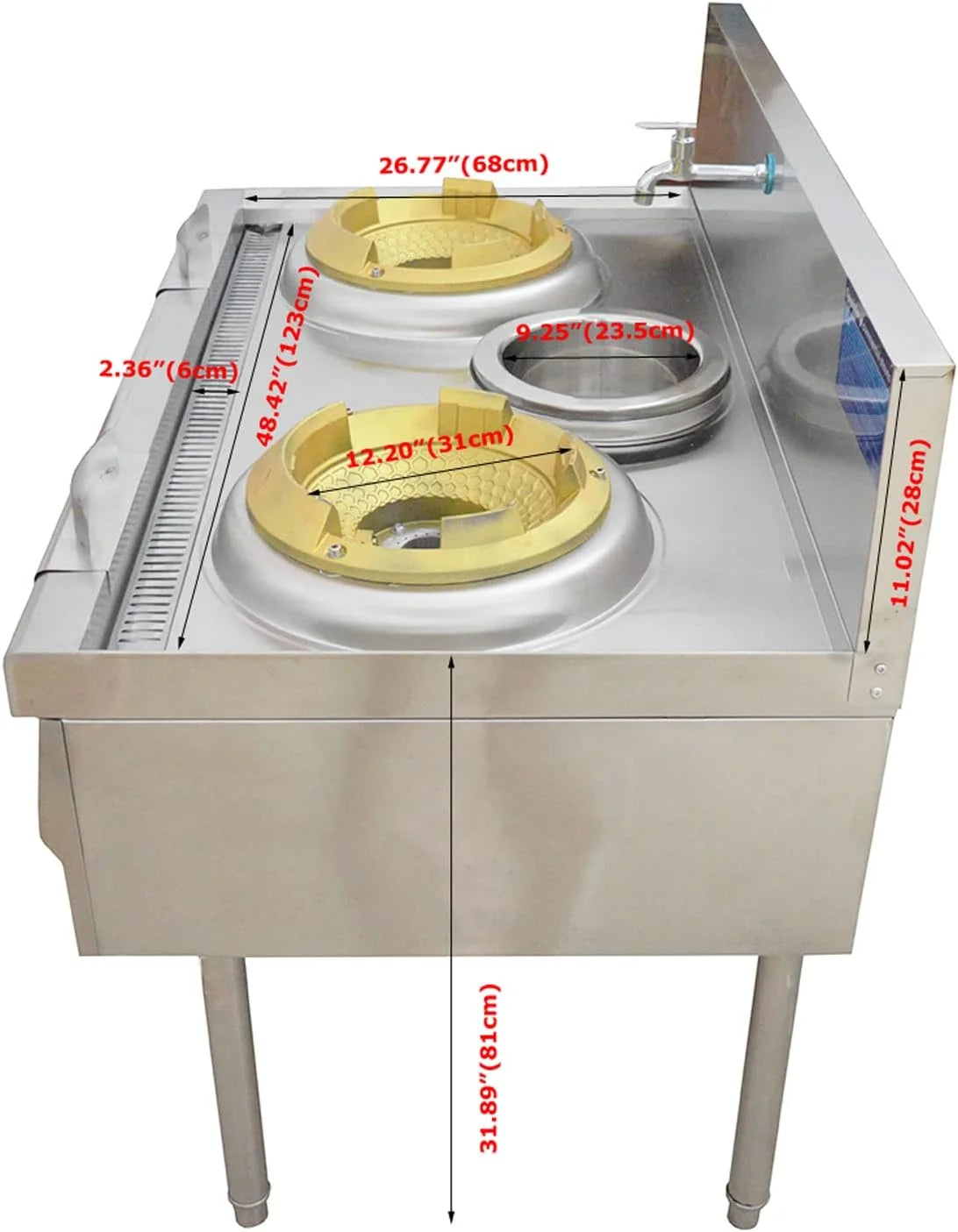 EQCOTWEA Commercial High Fire Gas Stove LPG Cooking Stove Double Burner Stainless Steel