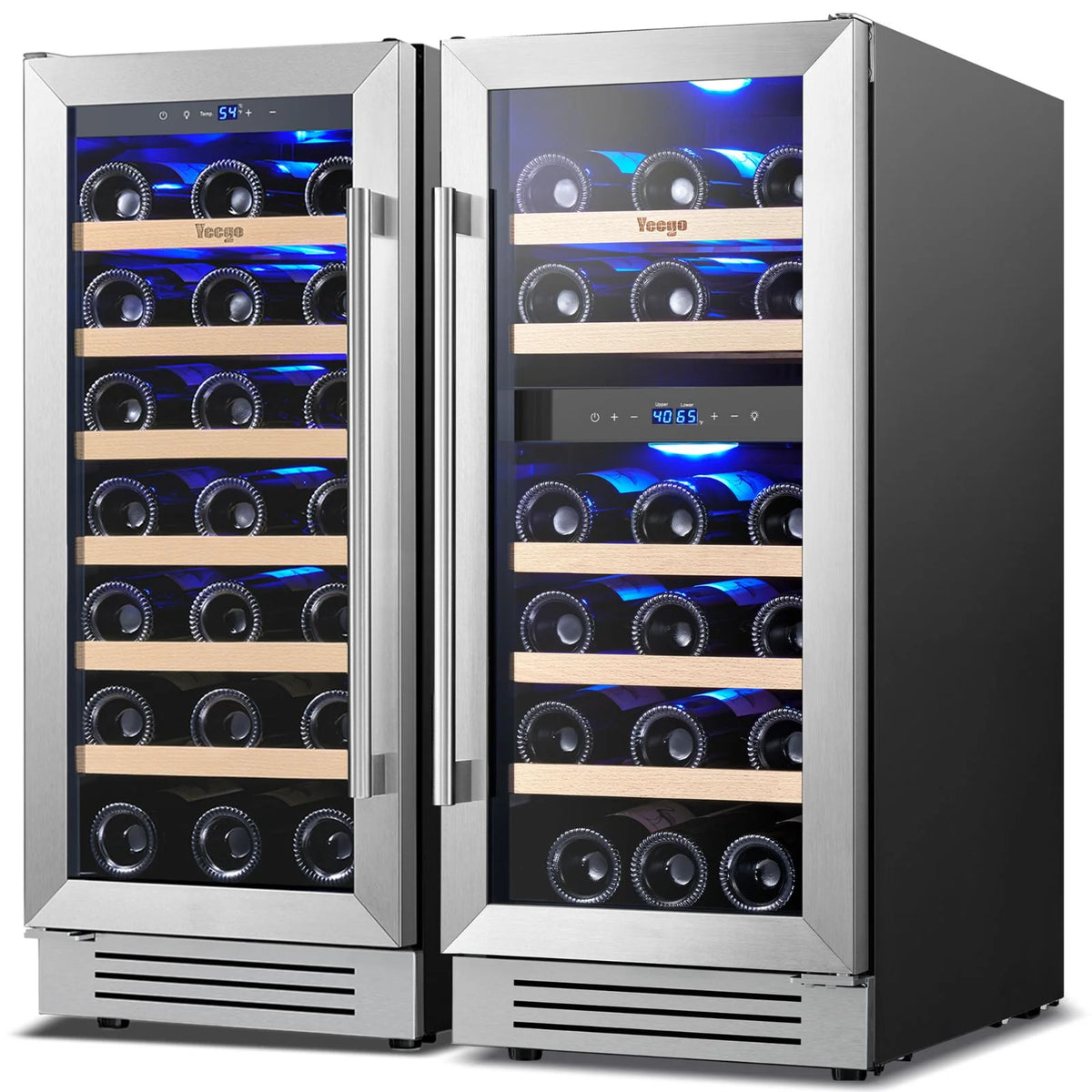 Yeego 30" Wine and Beverage Refrigerator,Two 15" Wine and Beverage Cooler Under Counter or Freestanding, Hold 33 Bottles and 80 Cans(Two Pack)