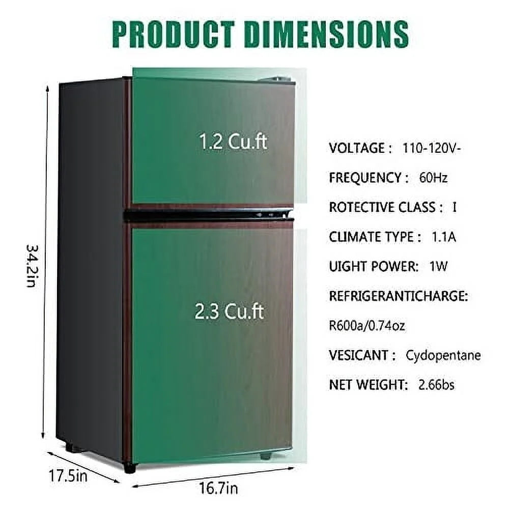 GGTB 3.0 Cu.ft Two Door Small Refrigerator with Freezer, Compact Retro Mini Refrigerator for Dorm, Office, Bar, RV, Bedroom, Red