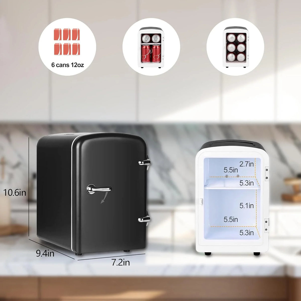 Mini Fridge,Skincare Fridge,Portable 4-Liter Capacity Makeup Fridge,Ideal for Bedroom, Dorm, Car and Office Use,Thermoelectric Cooler and Warmer,Car Fridge (Black)