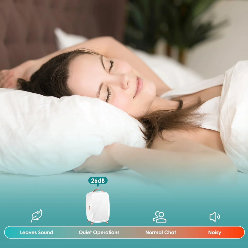 Skincare Fridge 6L White with Dimmable LED Mirror, Portable for Bedroom Car Office Dorm