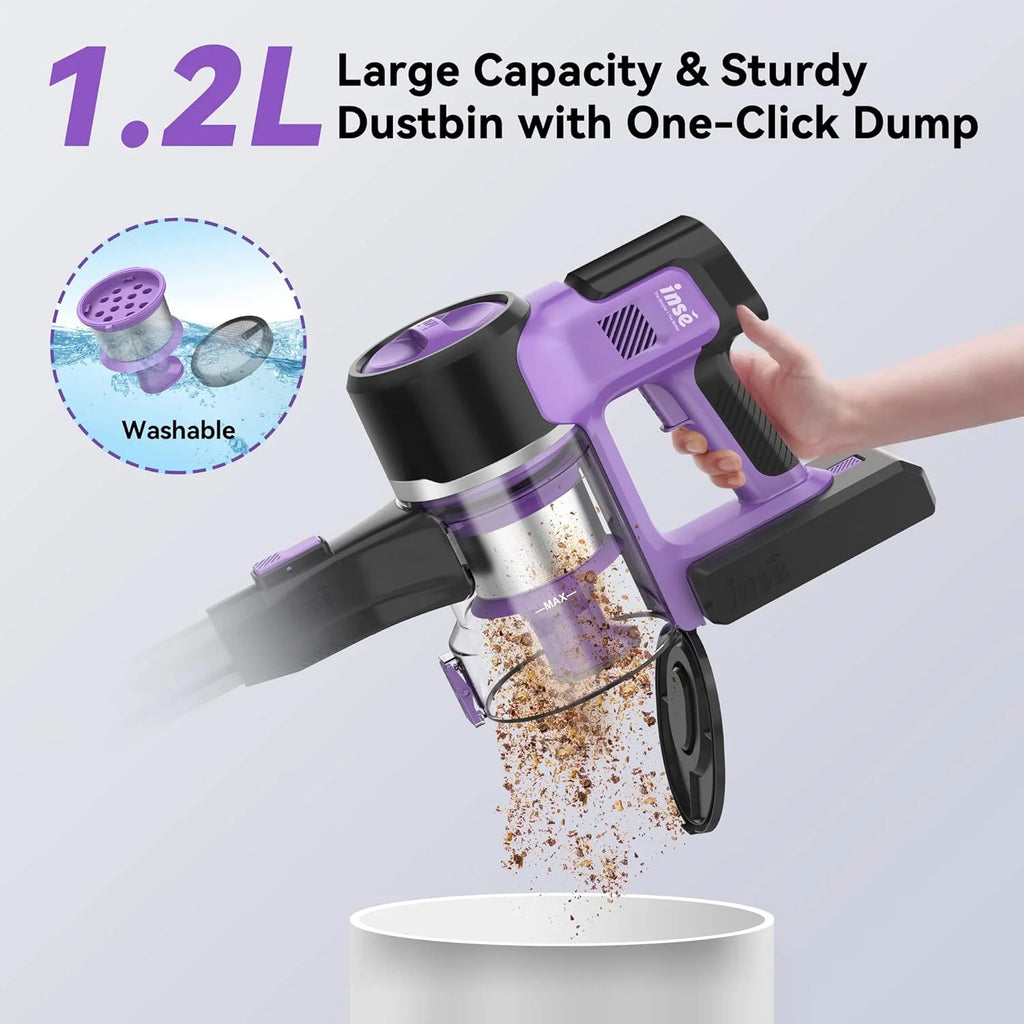 INSE Cordless Vacuum Cleaner, 6-in-1 Stick Vacuum with 26Kpa 350W Suction, Max 50 Min Runtime Rechargeable Vacuum Cleaners for Hard Floor Pet Hair