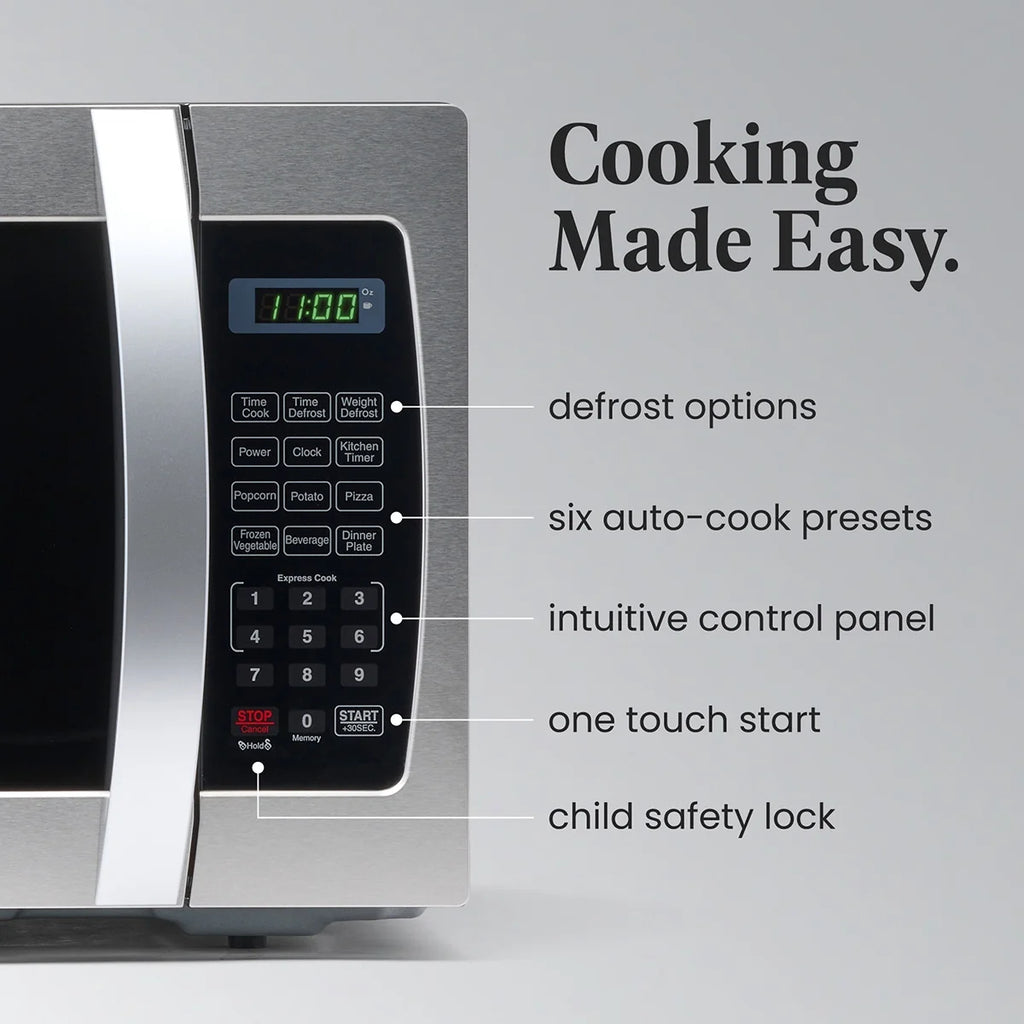 Farberware Smart Sensor Countertop Microwave Oven with LED Lighting & Child Lock, 1.3 Cu Ft