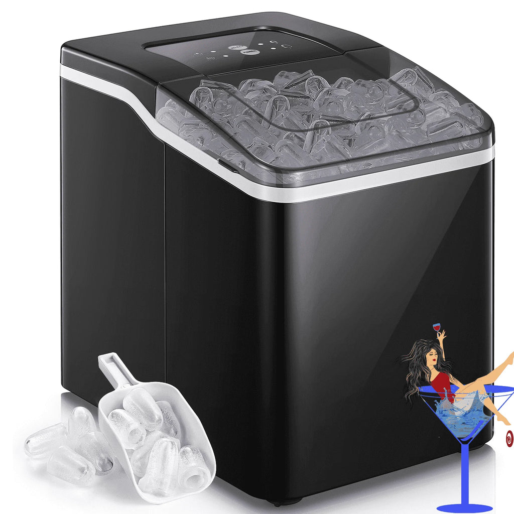 Ice Maker Countertop 2 Ice Sizes, 30 lbs Bullet Ice in 24H, Self-Clean, 9 Cubes in 5 Mins, FOHERE