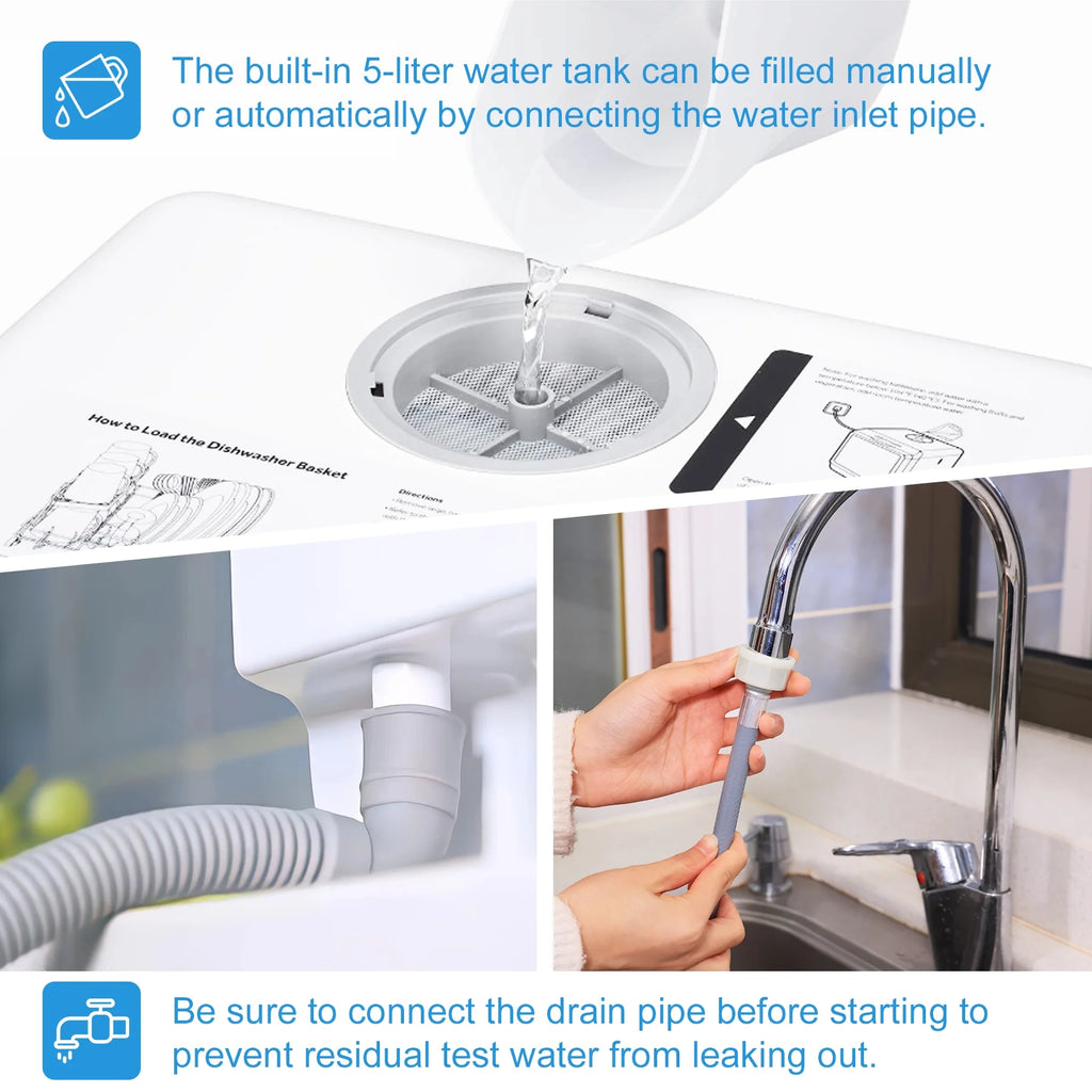 ChuMaste countertop dishwasher, countertop dishwasher with water tank, dishwasher with 5 wash programs, portable dishwasher can wash baby bottles, mini dishwasher with drying and double spray arms.��