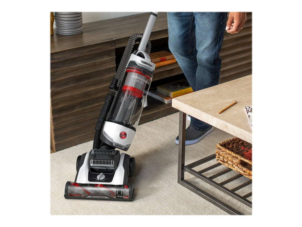 Hoover Bagless Upright Vacuum, High Performance, Pet Friendly, Swivel Design, with Dusting Brush, Extension Wand, HEPA Filter, Crevice & Upholstery Tool, 110 V Red/Grey