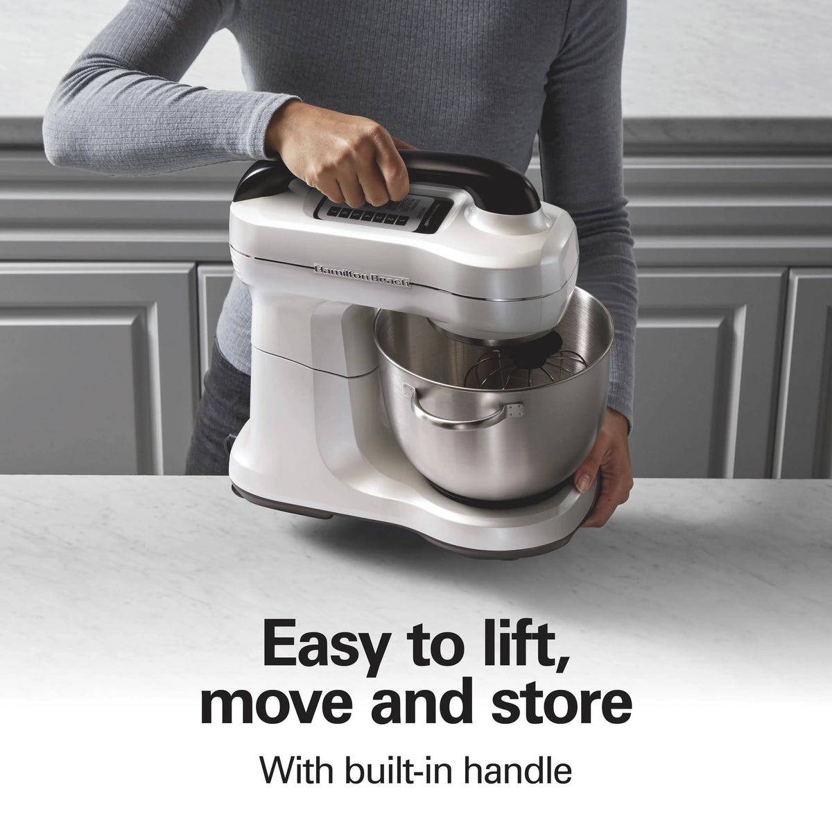 Hamilton Beach 4 Quart Stand Mixer for Kitchen, 7 Speeds, Tilt-Head, Dough Hook, Whisk & Flat Beater, Black