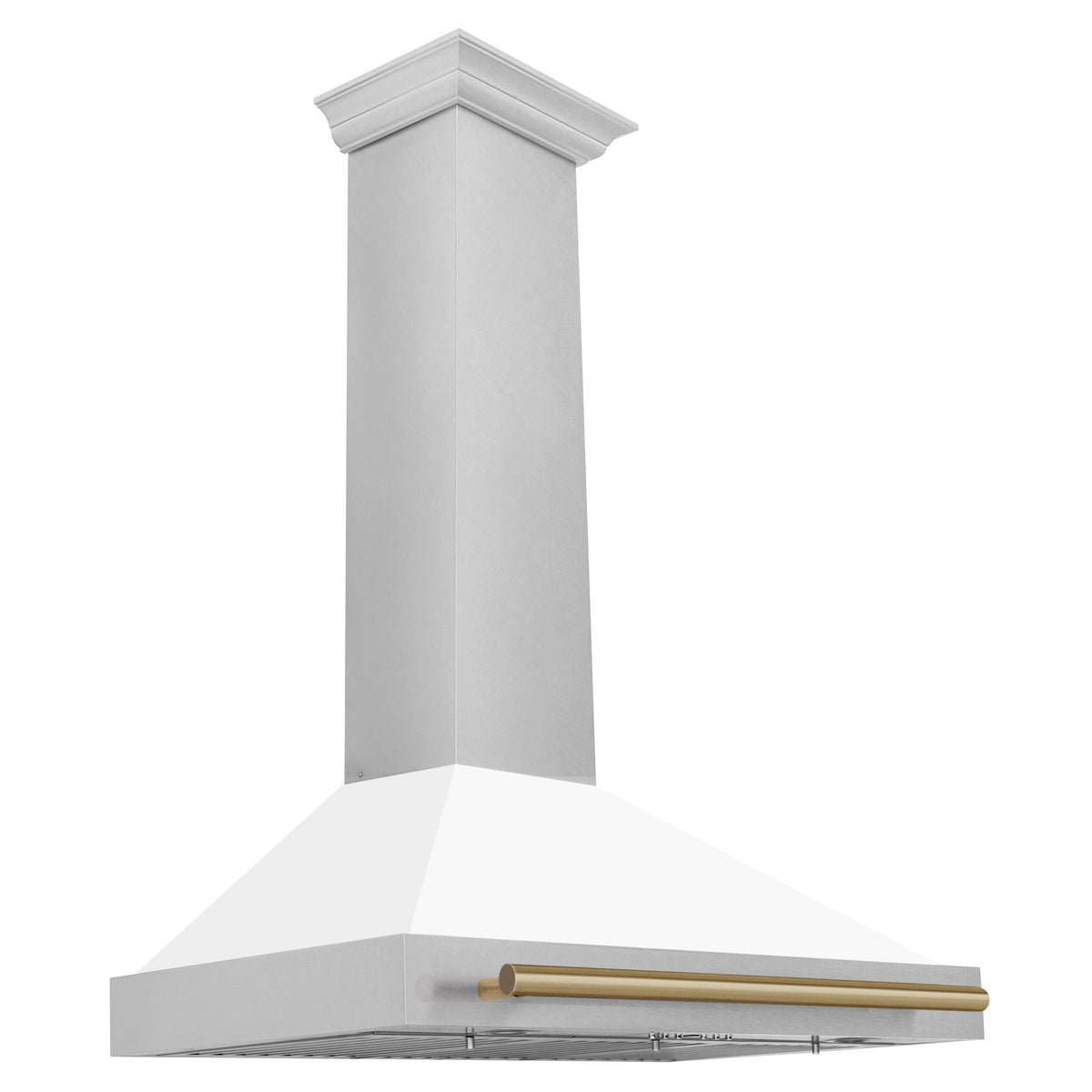 ZLINE 36" Autograph Edition DuraSnow Stainless Steel Range Hood with White Matte Shell and Gold Handle