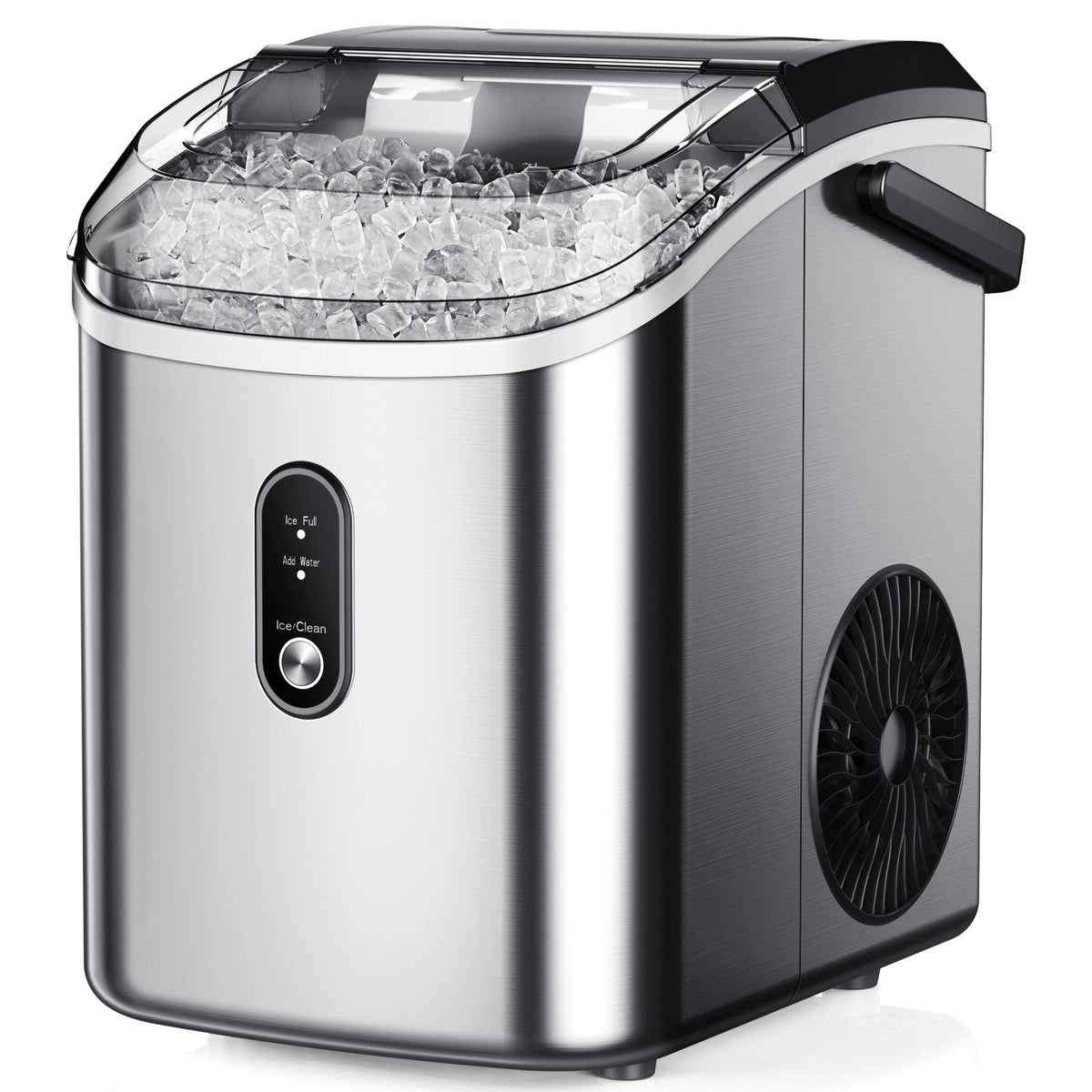 Simzlife Nugget Ice Maker Countertop, 34.9lbs per Day Chewable Pebble Nugget Ice Machine with Touch Screen for Home, Kitchen, Office, Stainless Steel, Black