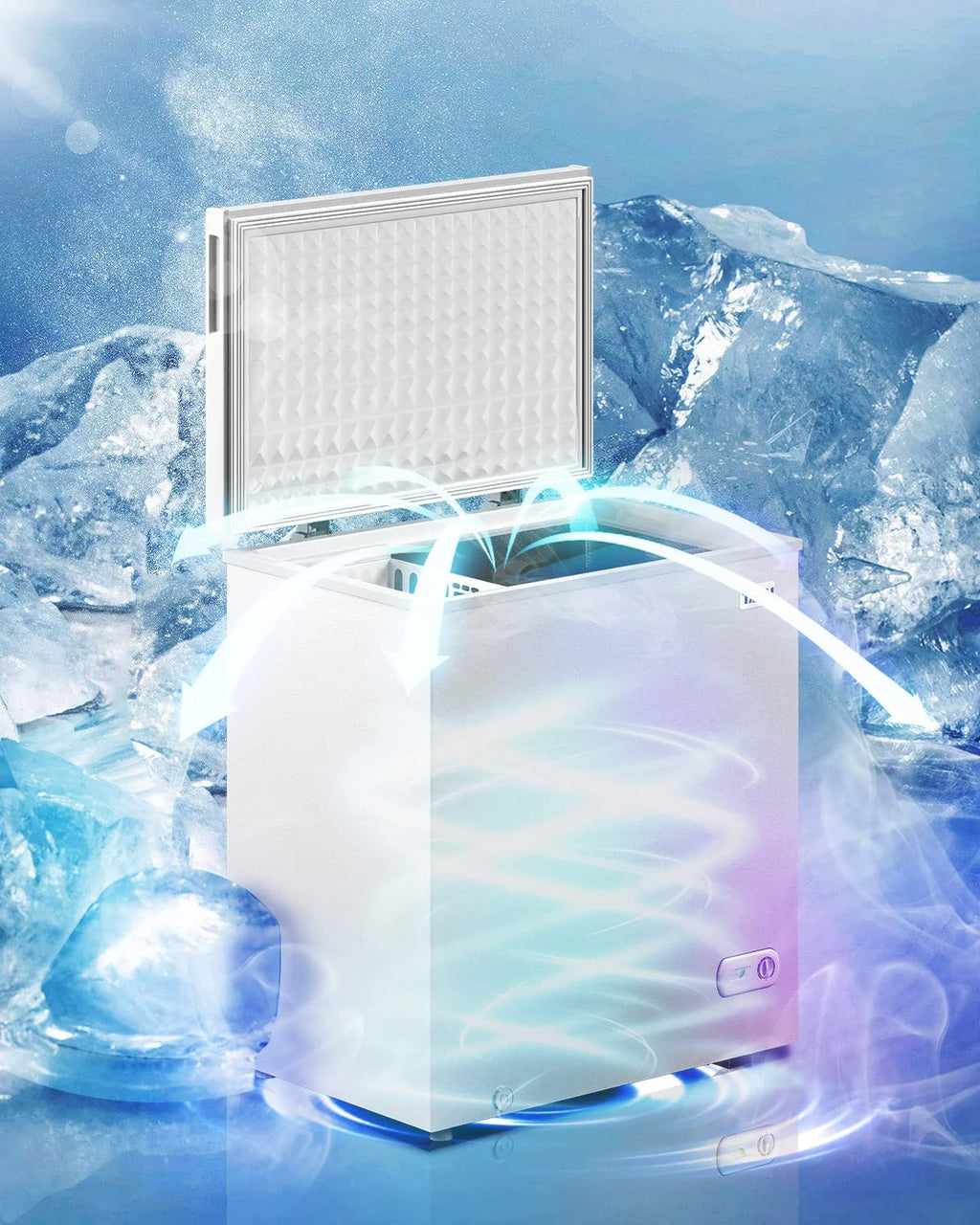 TABU Chest Freezer, 10.0 Cu ft Deep Freezer with Removable Basket, Adjustable Temperature, Compact Freezer with Top Open Door (White)