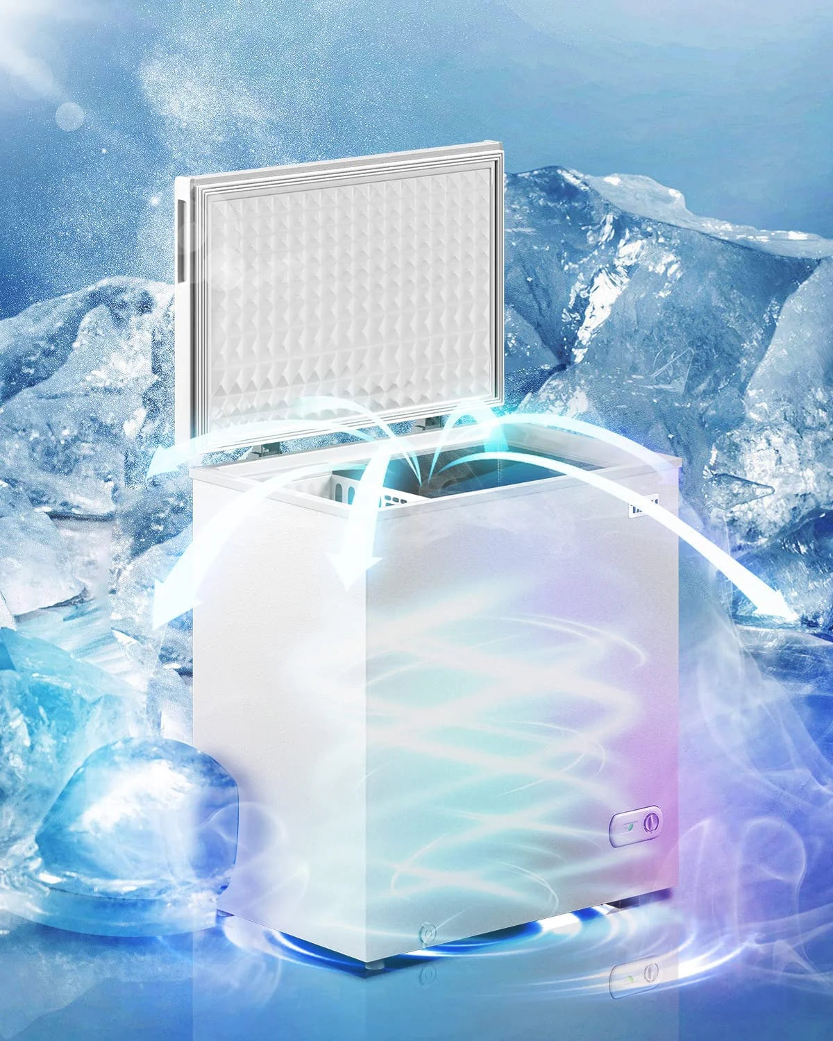 TABU Chest Freezer, 10.0 Cu ft Deep Freezer with Removable Basket, Adjustable Temperature, Compact Freezer with Top Open Door (White)