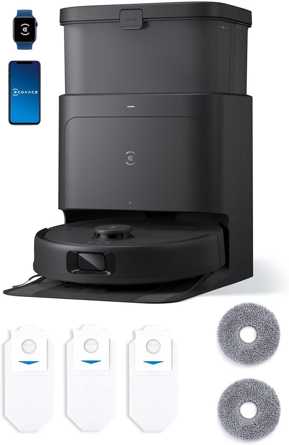 ECOVACS DEEBOT N30 Omni Robot Vacuum & Mop, 10000Pa Suction, TruEdge Mopping, ZeroTangle 2.0 Technology