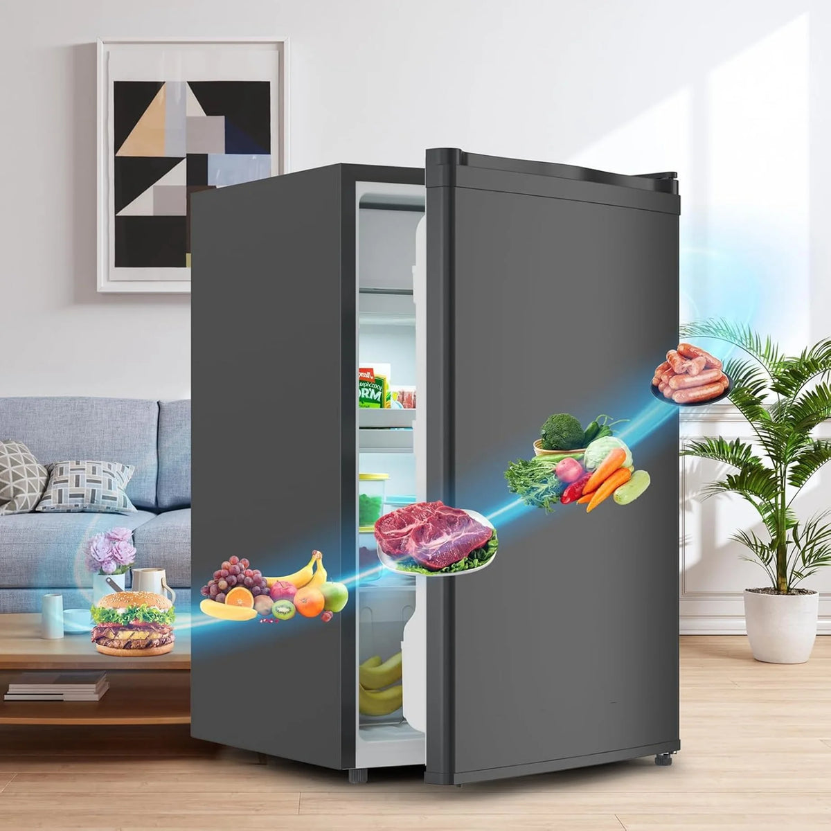 Adoolla 4.3 Cu.Ft. Single Door Mini Refrigerator with Top Freezer and 7 Adjustable Temperature Settings