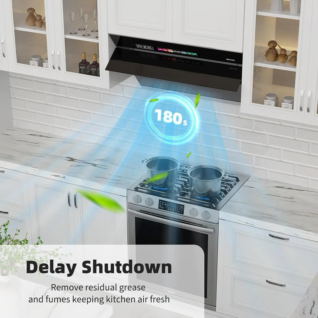 Range Hood 30 inch with 900CFM, Voice/Gesture Sensing/Touch Control Panel, Unique Side-Draft Design for Under Cabinet Modern Kitchen Hood, Ducted/Ductless Convertible