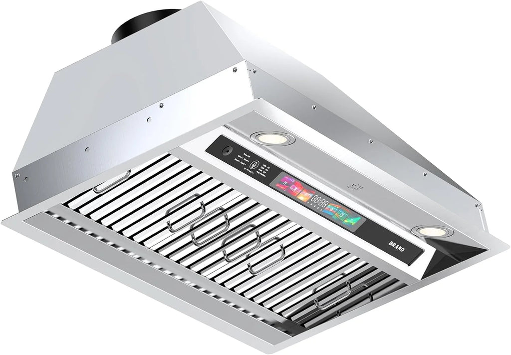 Brano 36-Inch Built-in Range Hood Insert , Voice/Gesture/Touch Control, 900 CFM, 4-Speed, Ducted/Ductless, Adjustable Lights