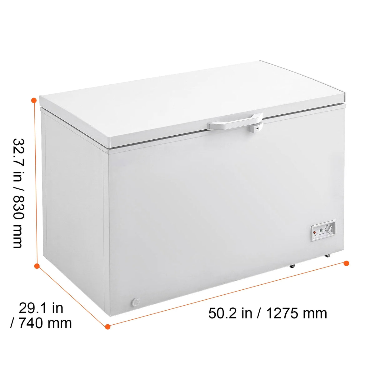 KFFKFF 12.8 Cu.ft / 345 L  Top-Open Chest Freezer with 7-SpeedTemperature Control 4 Removable Storage Baskets, Freestanding 6 Wheels