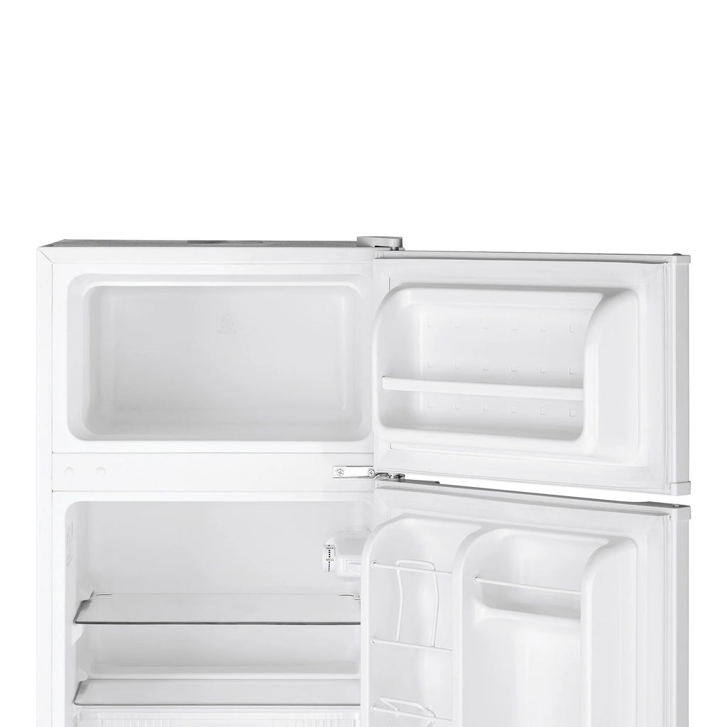 GE Appliances 3.1 Cu. Ft. Freestanding Double Door Compact Refrigerator, Steel