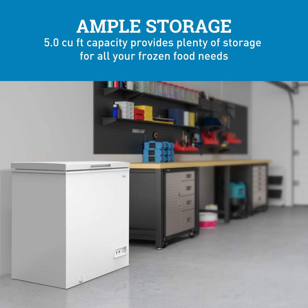 Avanti Garage Ready Chest Freezer, 5.0 Cu. ft. Capacity, in White (?CF5F0W)
