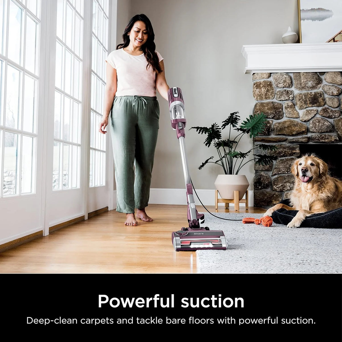 Restored Shark HZ702 Ultralight PetPro Corded Stick Vacuum with PowerFins HairPro Odor Neutralizer Technology, Pine Green, 0.37 L Capacity Self Cleaning Brushroll & Odor Neutralizer Technology (Refurbished)