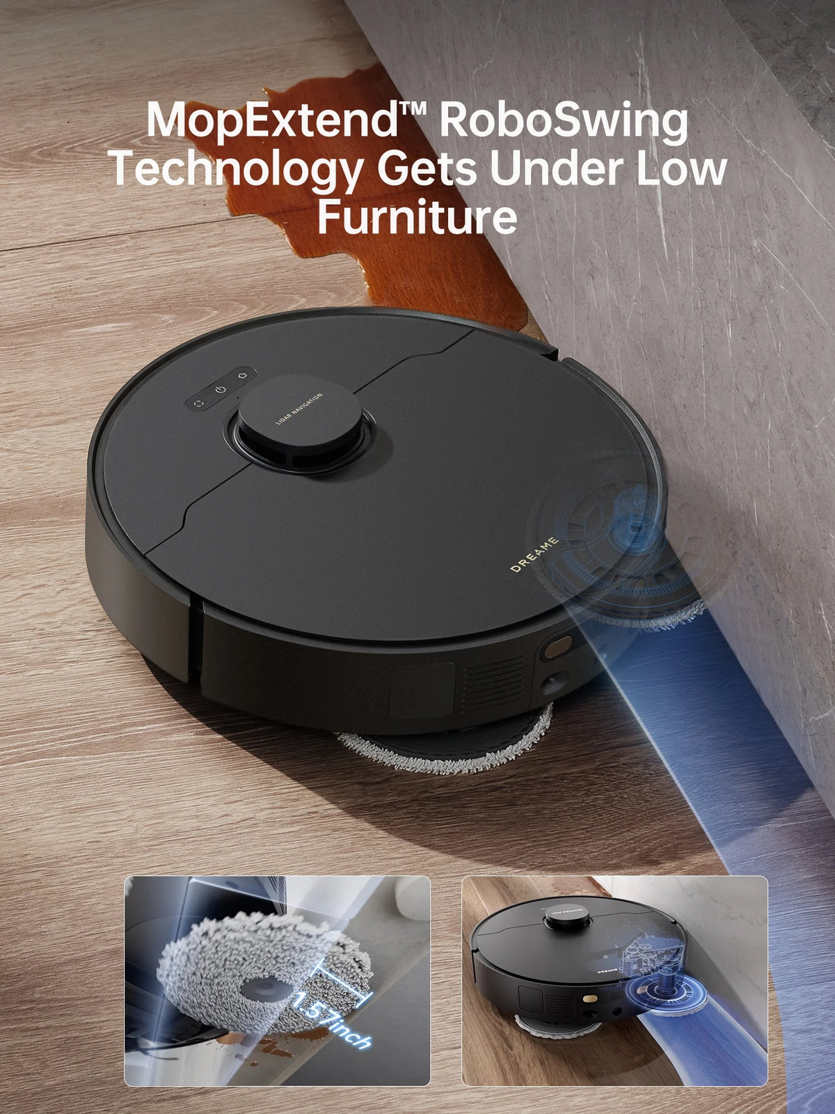 dreame L40 Ultra Robot Vacuum with Removable & Liftable Mop, Extendable & Liftable SideBrush, 11,000Pa Suction, 149a?? Mop & Washboard Self Cleaning, Auto-Empty, Auto Refill, Voice Control