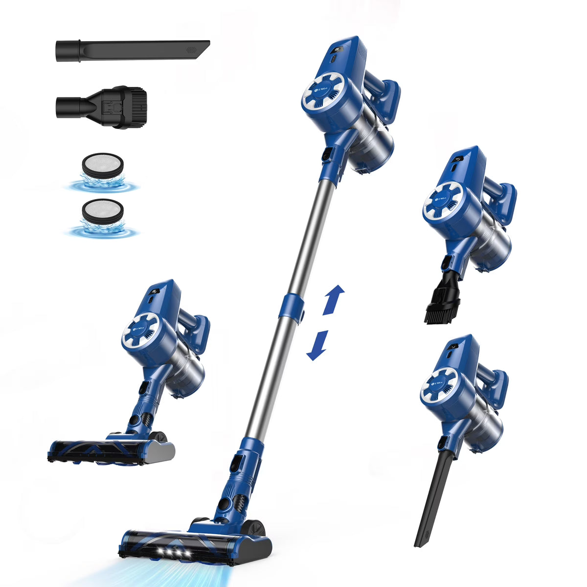 UMLo Cordless Vacuum Cleaner, 6-in-1 Stick Vacuum with 2200 mAh Battery for Home Carpet Hardwood Floor Pet Hair, N3S