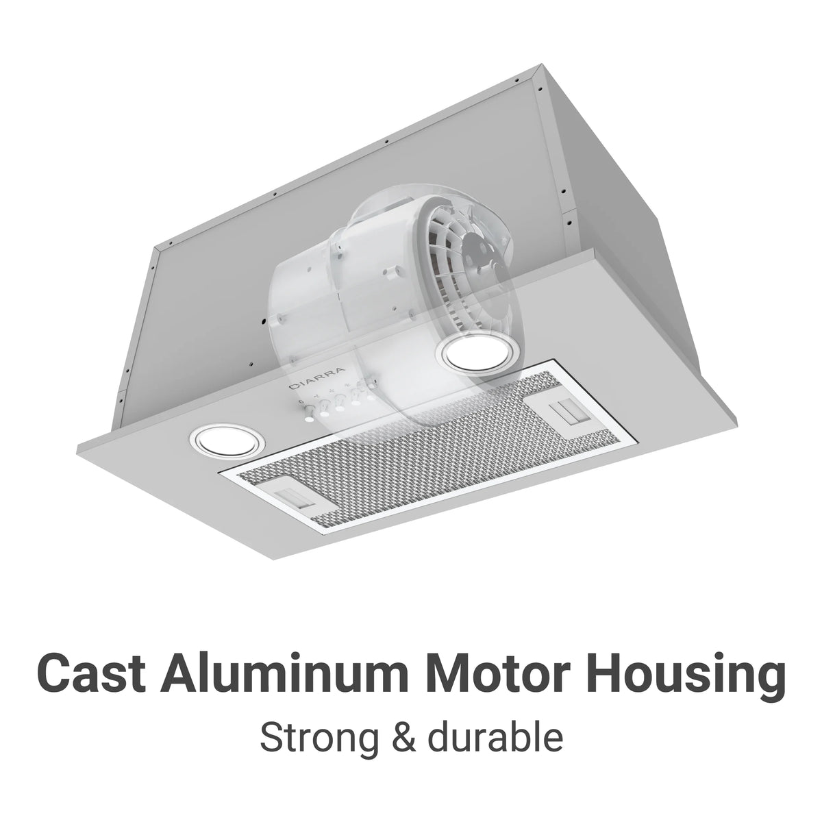 CIARRA Insert Range Hood 20 inch 450 CFM with Push Button Control Stainless Steel CAS913E52