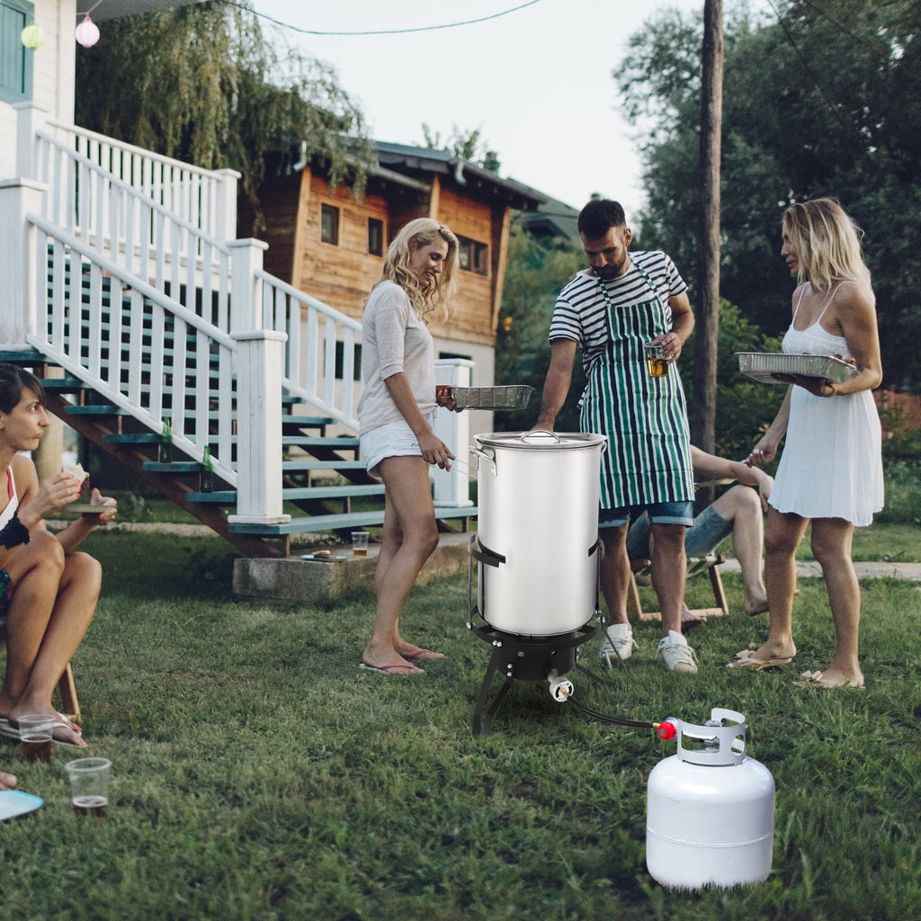 Zimtown 50qt Propane Fryer Kit Turkey Fryer Fish Fryer Outdoor Fryer Stainless Steel Propane Boil Pot Portable Deep Frying/Boiling