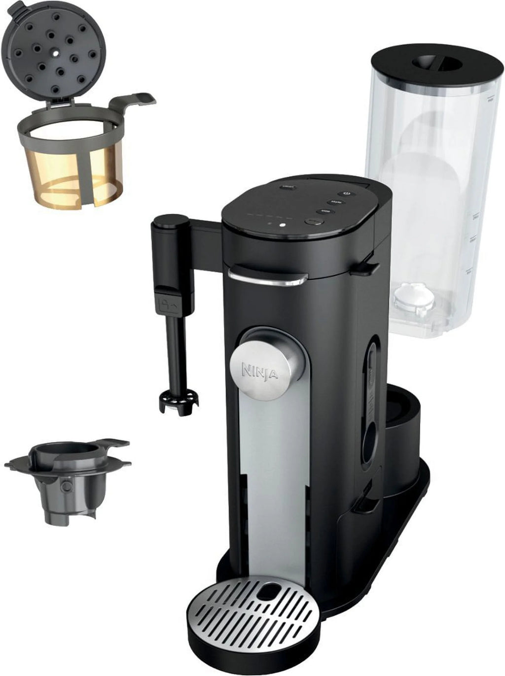 Specialty Single-Serve Iced Coffee Maker, K-Cup Pod Compatible with Foldaway Milk Frother - Black