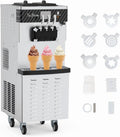 NEILA 2+1 Flavor Soft Serve Ice Cream Maker Machine Commercial,5.8-7.9 Gal/Hr Vertical Soft Serve Machine with 5.5 Inch Screen,Auto Clean Pre-Cooling High Productivity for Restaurants&Snack,2450W