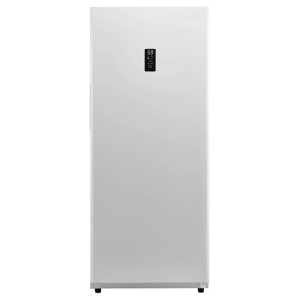 KFFKFF Convertible Upright Freezer/Refrigerator, 14 Cu.Ft Frost-Free Unit with Temperature Control, Door Alarm, Adjustable Shelves, and LED Lighting for Kitchen, Office, or Garage Use