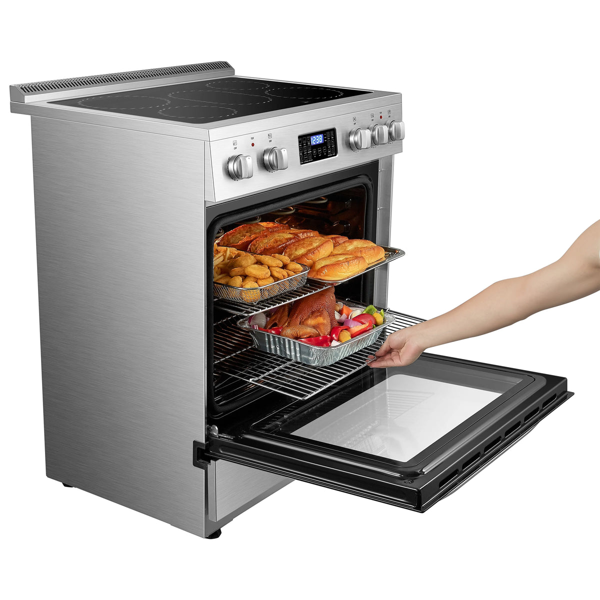 Lanbo 30 inch 5.9 CU.ft. Freestanding Electric Convection Range with Air Fry and Rotisserie, Electric cord or plug is not included