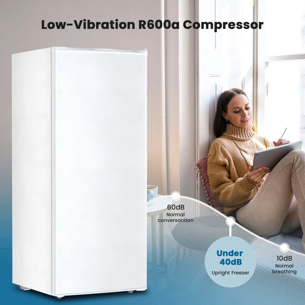 KNDKO 5.9 Cu.ft Upright Freezer, Mini Stand up Freezer with Adjustable Thermostat for Home/Office/Dorms/Apartment