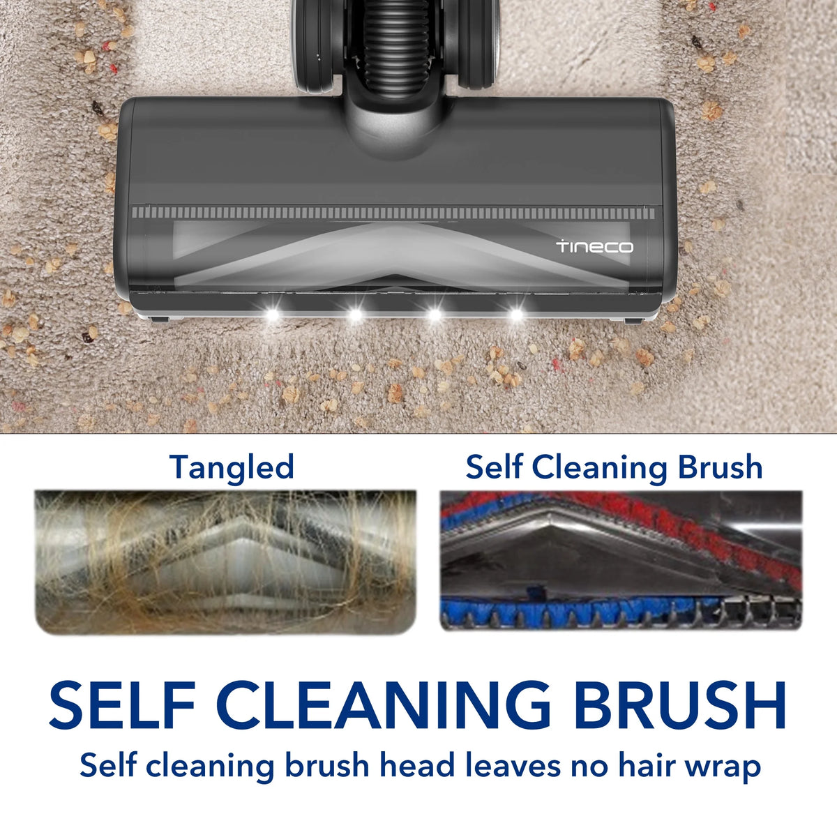 Tineco Pure One S11 ZT: Smart Cordless Stick Vacuum + ZeroTangle Technology for Hard Floors/Carpet (New), Lightweight, Powerful Suction, Pet Hair, HEPA Filter, Self-Cleaning Brushroll