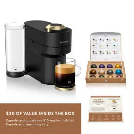 Nespresso Limited-Edition Vertuo Pop Coffee and Espresso Maker by Breville, Matte Black Gold