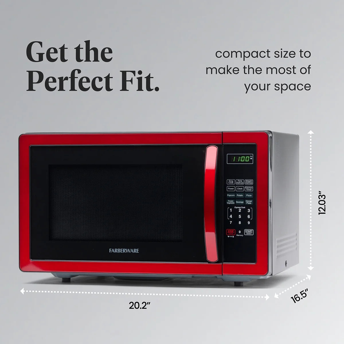 Farberware Stainless Steel Countertop Microwave Oven with Child Lock, 1.1 Cu Ft Black Stainless