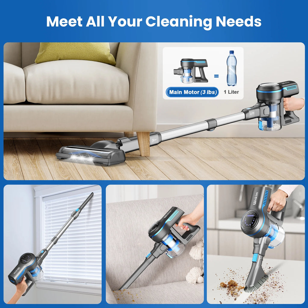 Wnkim Cordless Stick Vacuum Cleaner, 25Kpa, HEPA Wet/Dry Vacuum Cleaner for Hardwood Pet Hair  Carpet