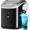 Auseo Nugget Ice Maker Countertop,  Ready in 6 Mins ,35Lbs Each  day with Self-Cleaning,Portable Sonic  Ice Machine  for Home/Office/Bar, Black