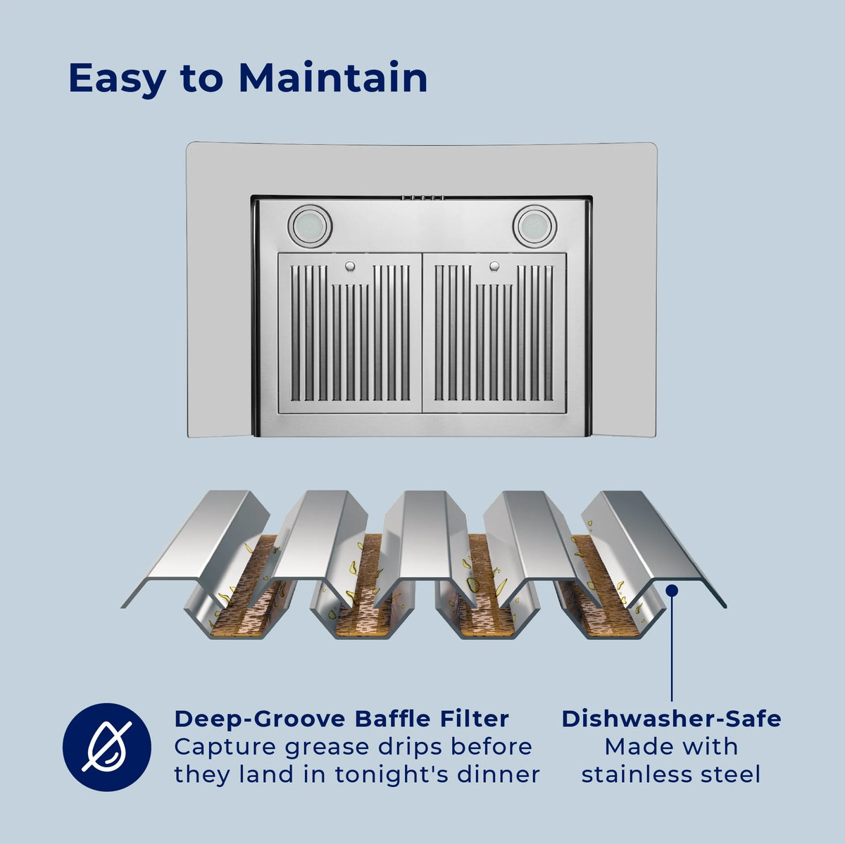 Hauslane WM-600SS-30 30 in. Convertible Stainless Steel Wall-Mounted Range Hood with Charcoal Filter