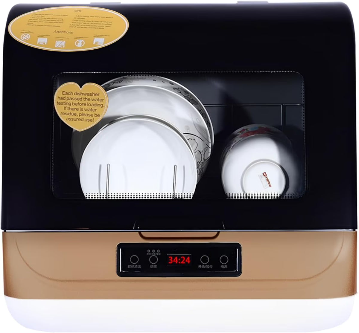 1200W Kitchen Countertop Dishwasher, Portable Mini Dishwashe 360�� Streak-Free Deep Cleaning, 4 Washing Programs Automatic Dish Washing Machine for Home, Apartment, Black