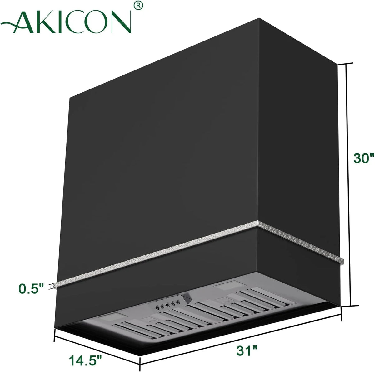 Akicon Range Hood 30 Inch, 600 CFM Ducted Vent Hood, Stainless Steel Box Kitchen Hood with 2 LED Lights, Removable Baffle Filters, Stove Hood Vent for Kitchen, 3 Speeds, Wall Mounted (AK-HS30HB-JBC)