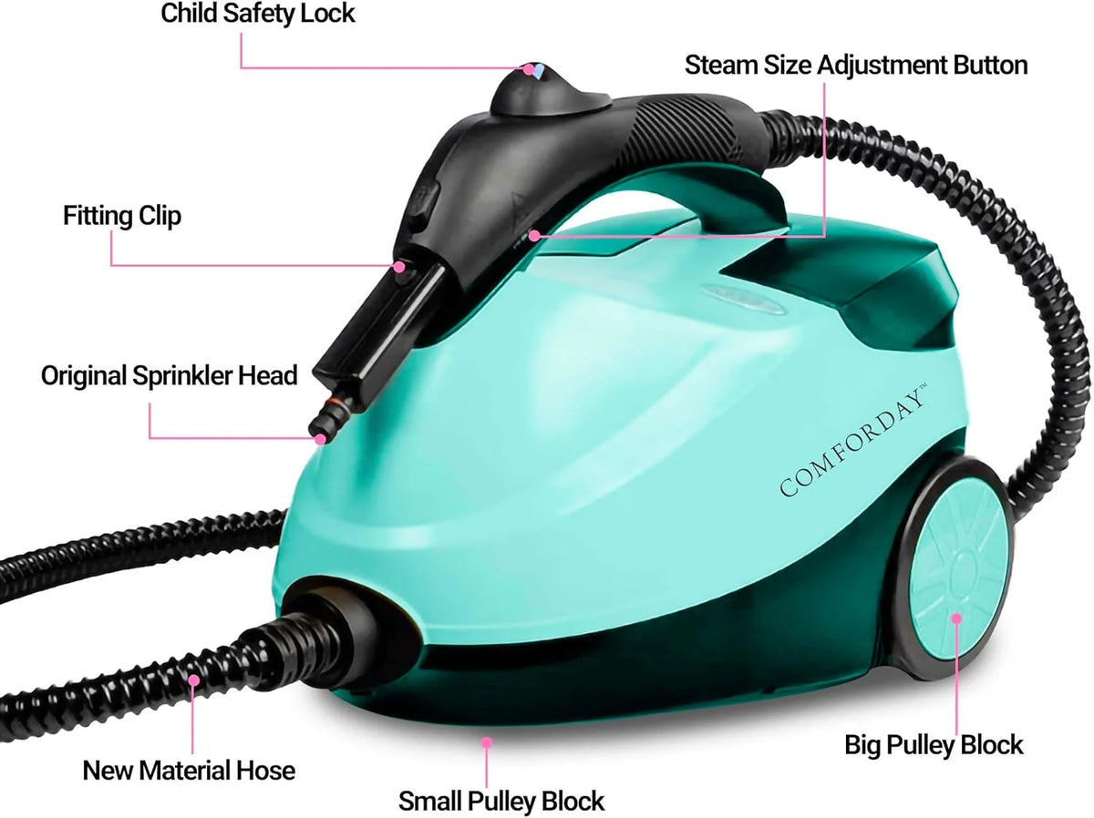 Nozzle, Separate Brushes for Ironing, Nylon, Glass, Carpet, Car, Metal, and Floor. Sleeves and Towel, Measuring Cup (Cyan)