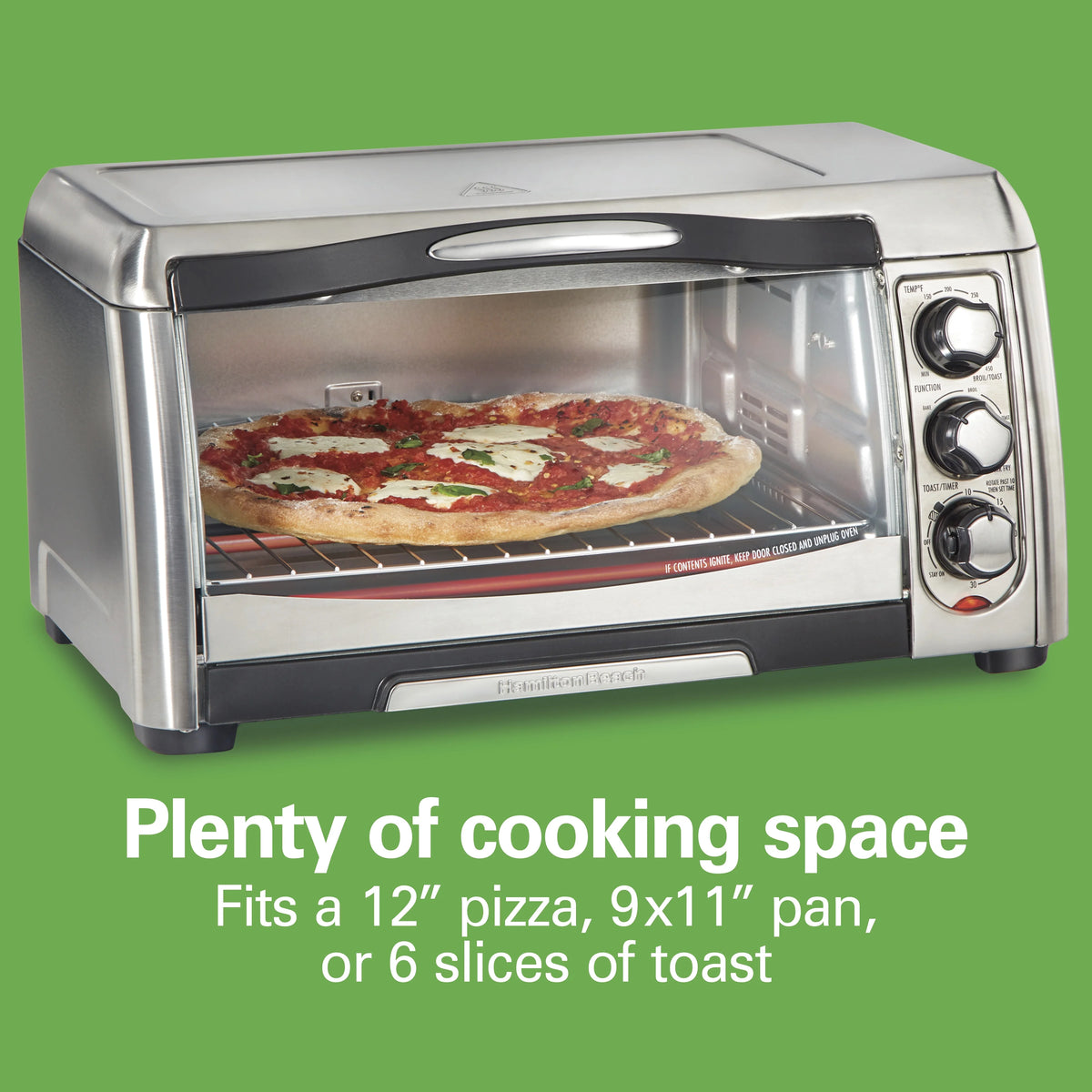 Hamilton Beach 6 Slice Countertop Toaster Oven with Sure-Crisp Air Fryer Function, Stainless Steel