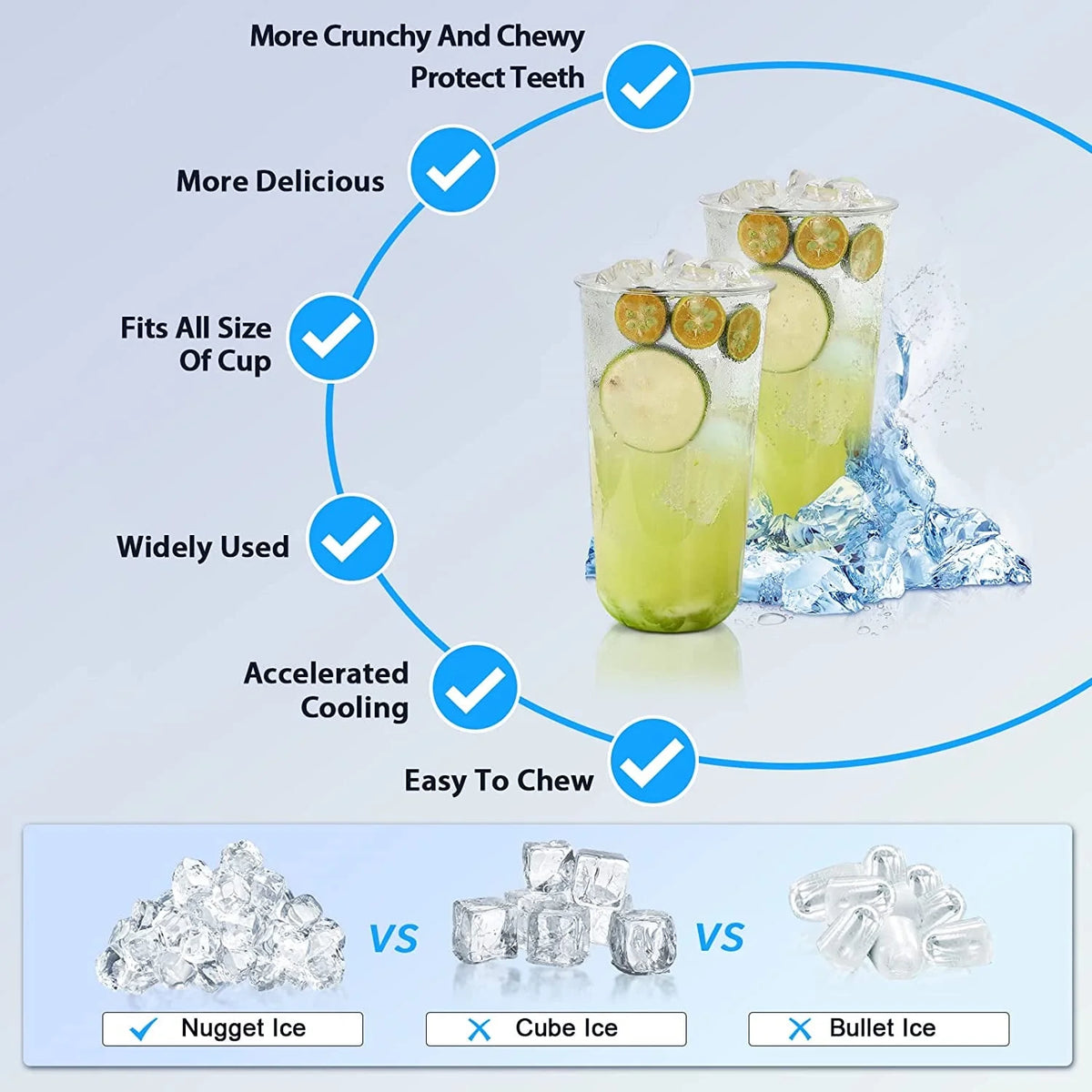 LHRIVER Countertop Nugget Ice Maker, 35Lbs/24H, Soft Chewable Ice, Ice Scoop, Self-Cleaning, White