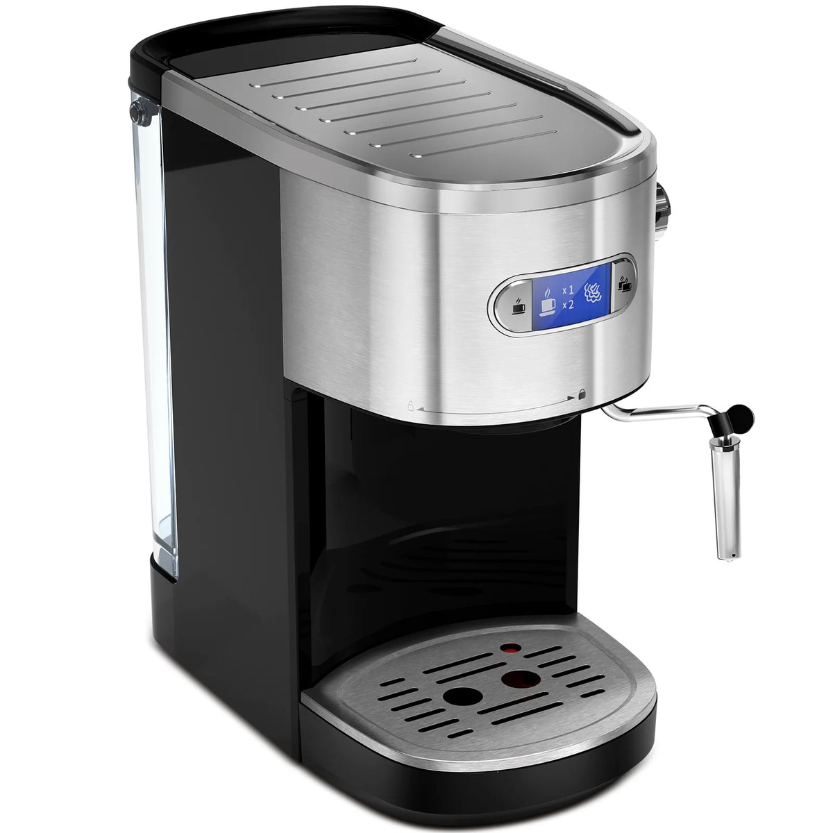 Electactic NEW Coffee Maker 2.0, with 20BAR Extraction, LED Display, 1.2L Water Tank, PCB Electronic Temperature Control, Steam Milk Frother, for Home, Office, Coffee Shop - Black